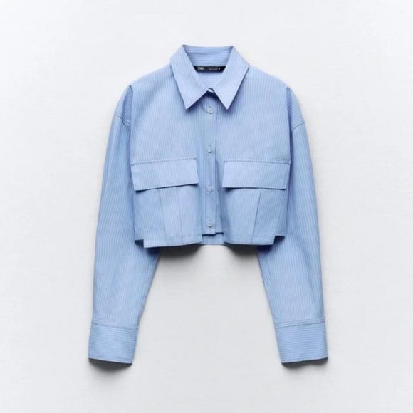 ZARA CROPPED GABARDINE SHIRT - Picture 1 of 7